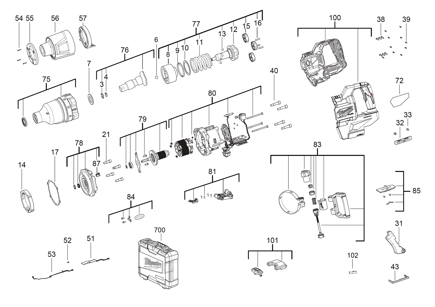 Milwaukee M18 ONEFHIWF1DS Ersatzteile (Code: 481397)